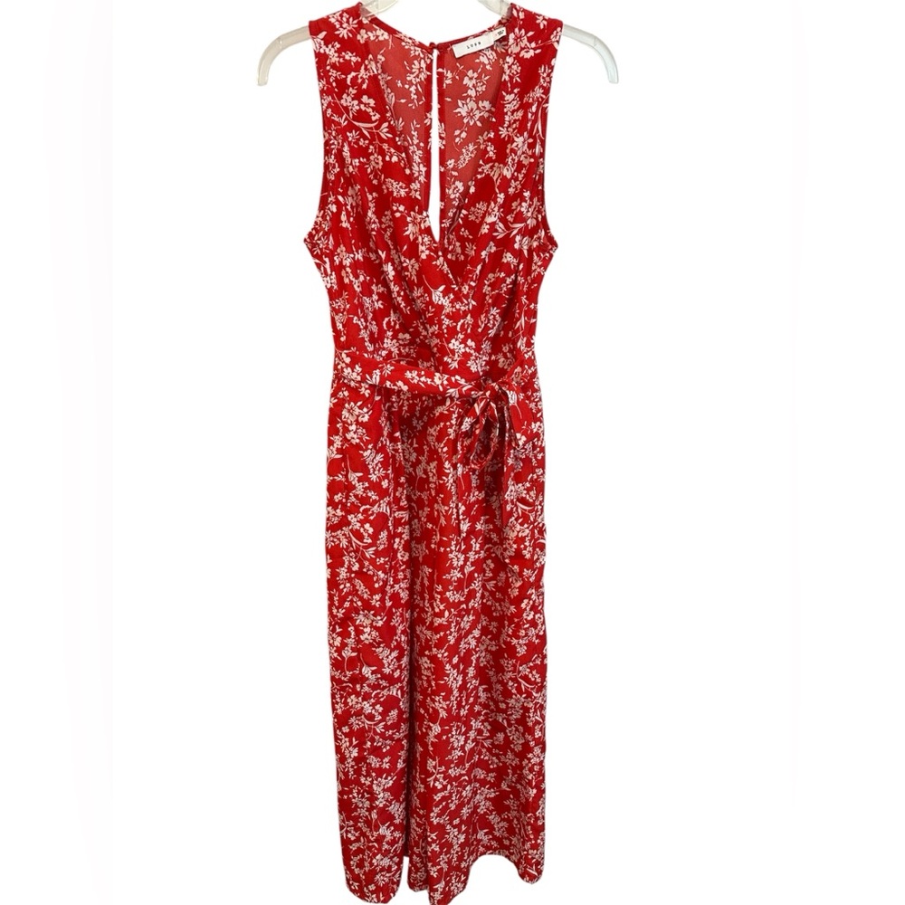 Lush Red and White Floral Jumpsuit - Size M